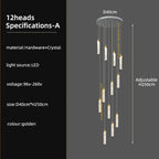 Crystal Ceiling Chandelier: Modern Nordic Design, Long Staircase Pendant Lamp