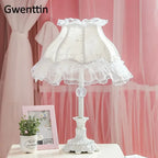Princess Fabric Table Lamps for Living Room Bedroom - Bedside Desk Stand Light Fixtures