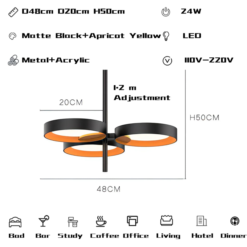 Metal Acrylic Modern Pendant Chandelier LED Light for Living Room Wall Decor