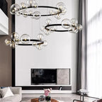 Glass Bubble LED Ceiling Chandelier for Home, Modern Ring Hanging Light Fixtures
