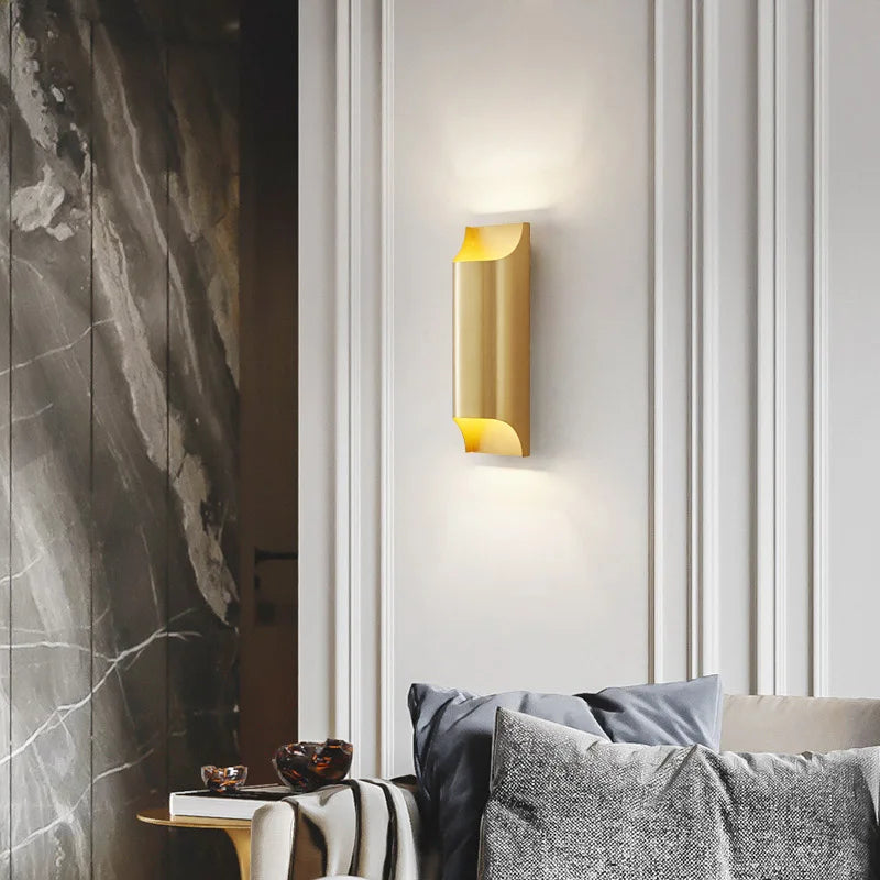 Post-Modern Copper Wall Lamp for Hotel Living Room Bedroom LED Lighting