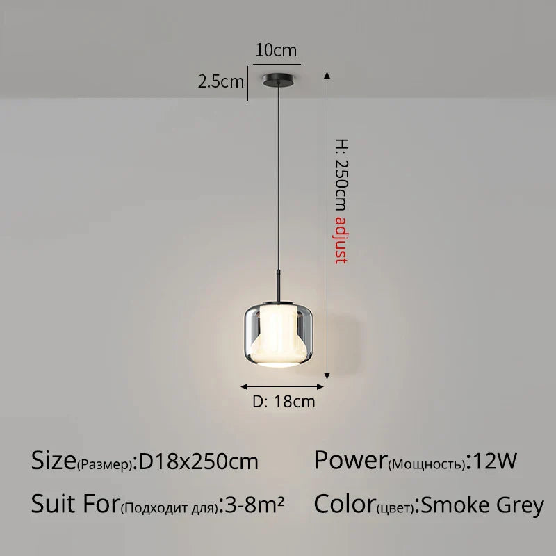 Nordic Glass Pendant Light LED Mini Copper for Bedroom, Living Room, Dining Table