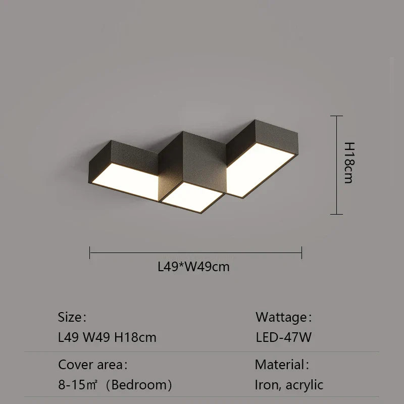 Modern Minimalist Square LED Ceiling Lamp Creative Geometry Light Home Decor Lighting