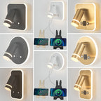 LED Wall Sconce Lamp Touch Switch USB Bedside Reading Light Tri-color Diammable