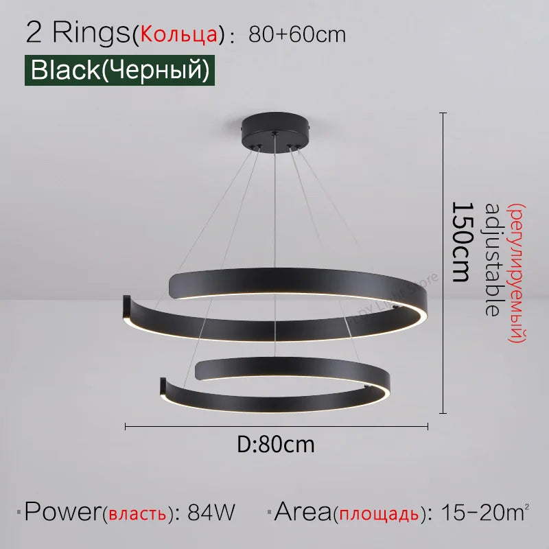 Round Ring LED Chandelier for Dining Room Bedroom Living Room Modern Nordic Decor