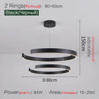 Round Ring LED Chandelier for Dining Room Bedroom Living Room Modern Nordic Decor