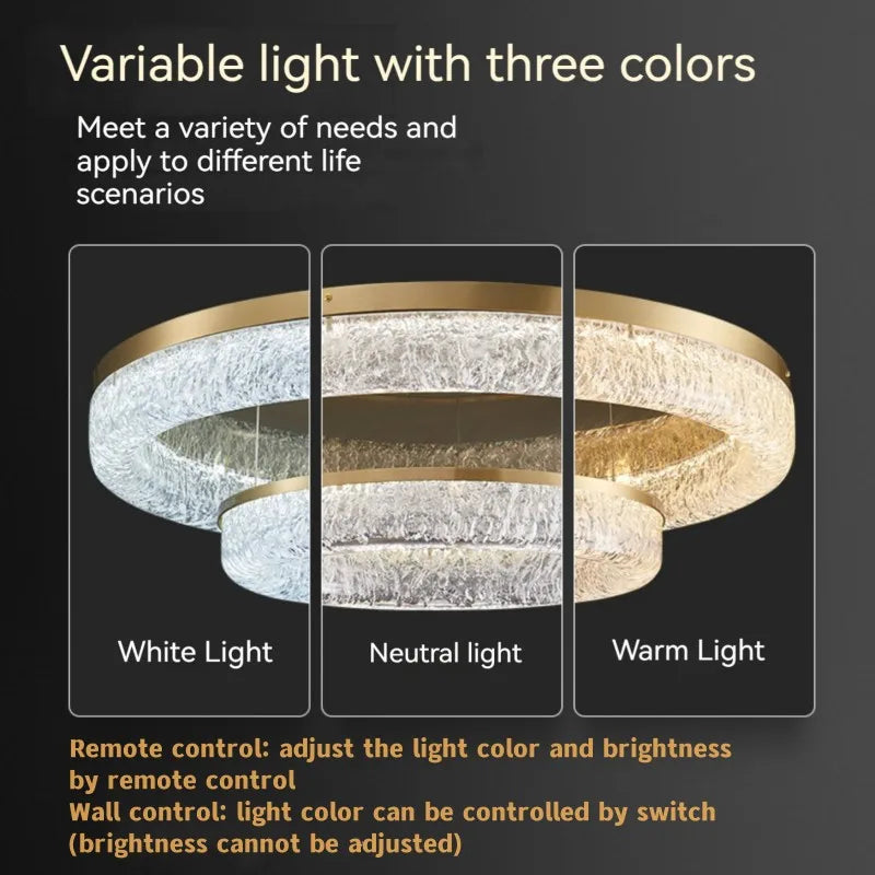 Nordic Copper Round Brass LED Ceiling Light for Living Room, Kitchen, Bedroom - Surface Mount