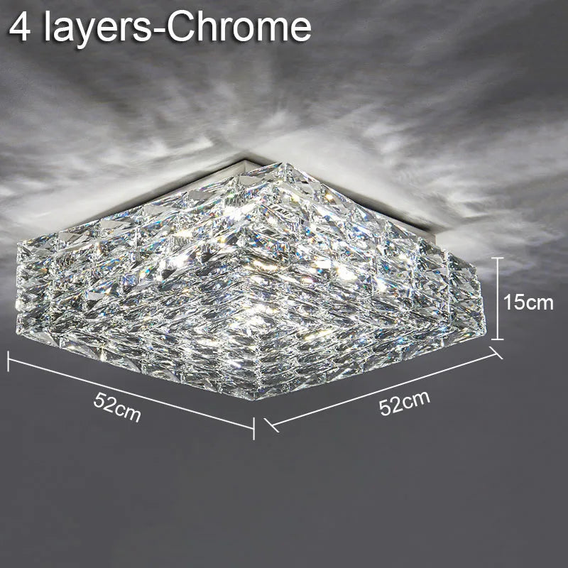 Crystal Ceiling Lamp: Modern Minimalist Indoor LED Lighting for Living Room, Dining & Bedroom