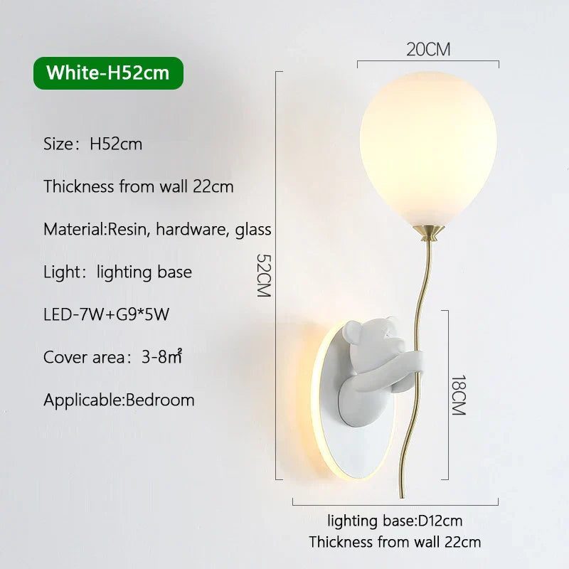 Cartoon Bear Balloon LED Wall Lamp for Children's Room