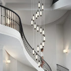 Modern Duplex High-rise LED Chandelier in Black Gold