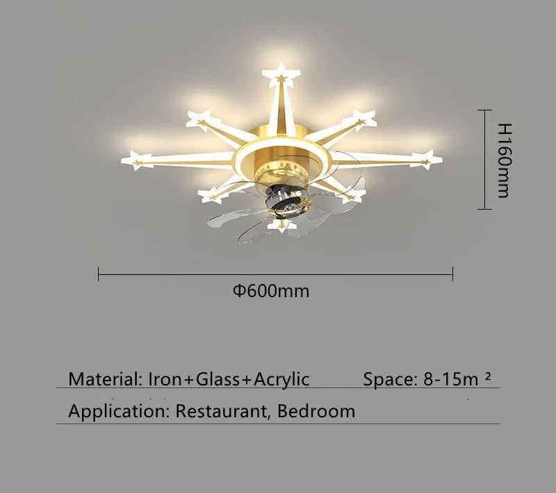 2023 Modern Chandelier Ceiling Fan Lights for Living Room Bedroom Upscale Decor