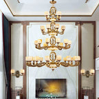 Jade Zinc Alloy Chandelier for Living Room, Restaurant, Hall - Elegant Chinese Design