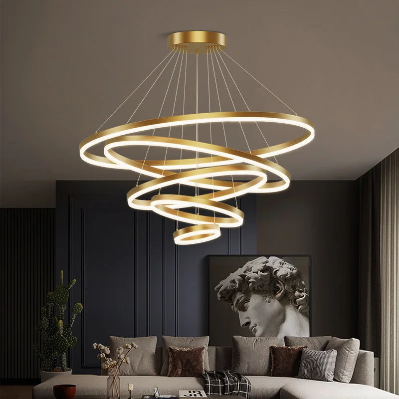 Nordic Circular Chandelier Hanging Pendant Light for Living Room and Dining Room