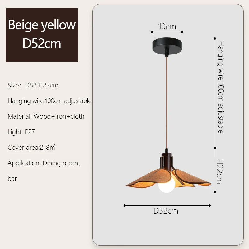 Wabi Sabi Fabric Chandelier Pendant Lights for Dining Tea Room Lighting