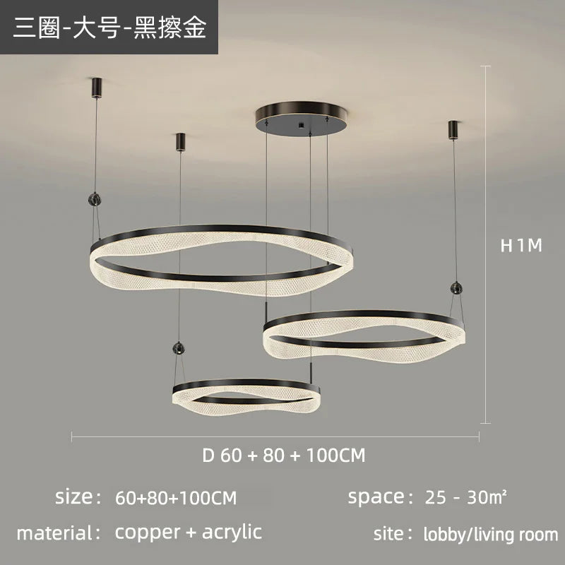 LED Ring Pendant Chandelier for Living Room Bedroom and Dining Room