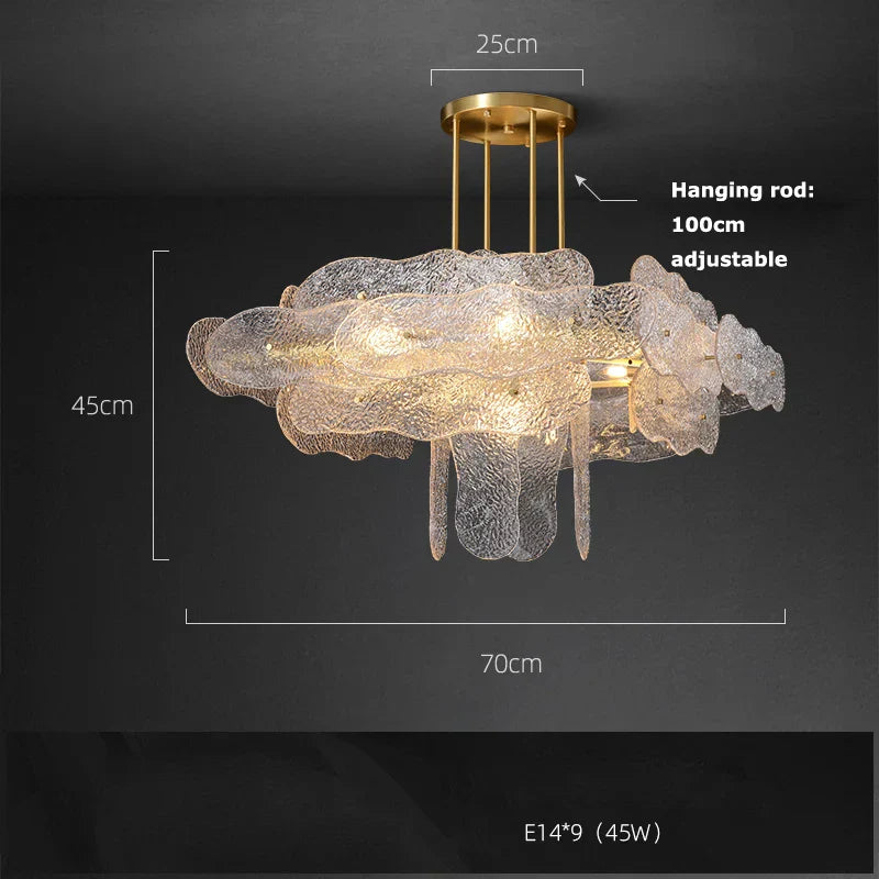Water Ripple Glass Chandelier: Modern Luxury Living Room Ceiling Lamp for Home Decor