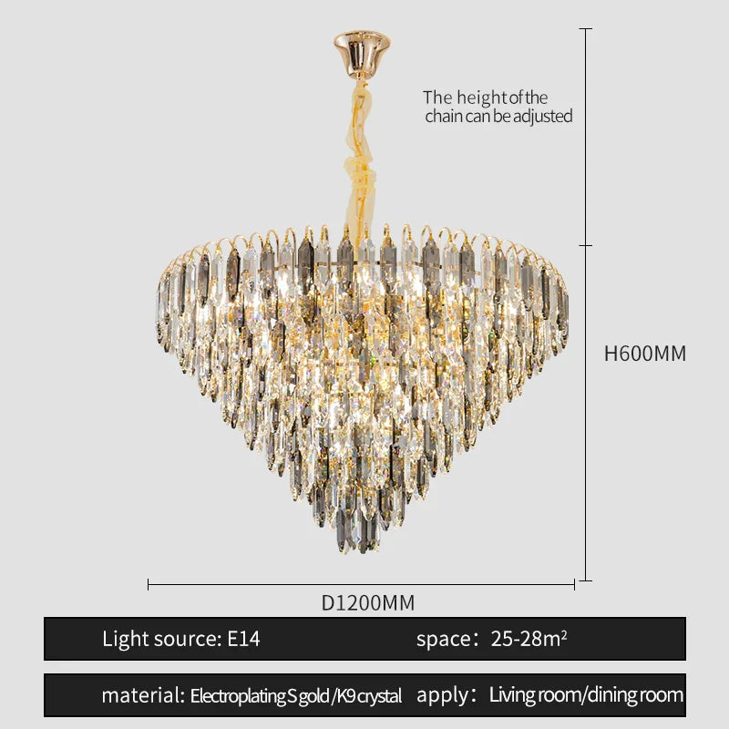Crystal Chandelier: Elegant Small Duplex Living Room Loft Hotel Lobby Staircase Lighting