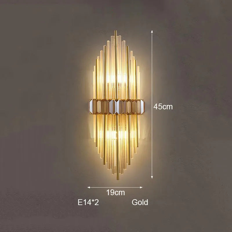 Crystal Strip LED Wall Lamp for Living Room, Bedroom, Study, Balcony Lighting