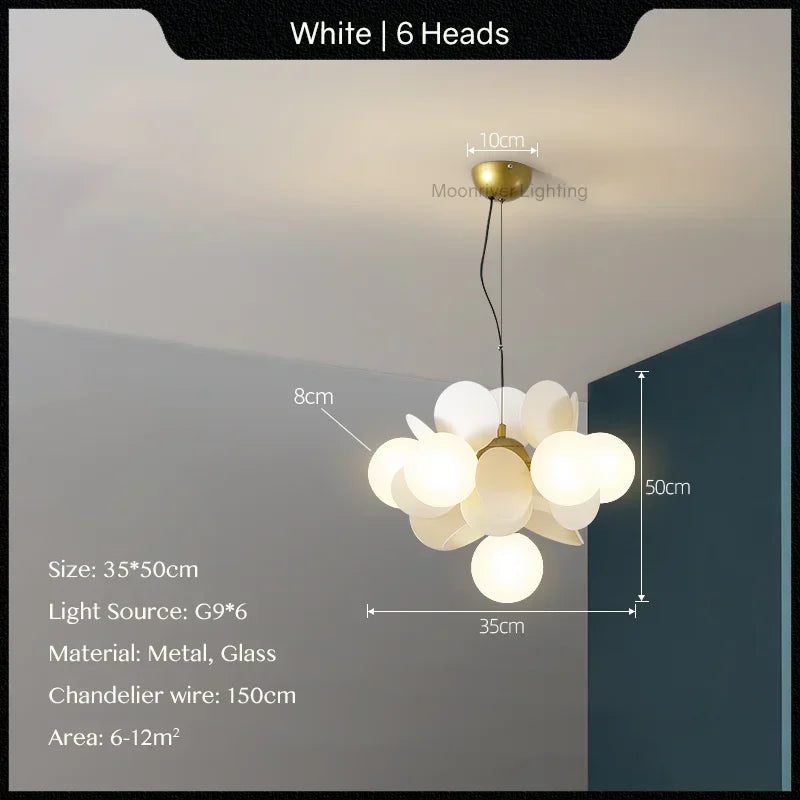 Glass Hanging Ceiling Lamp for Kids Room, Living Room, Bedroom - Modern Chandelier & Home Decor