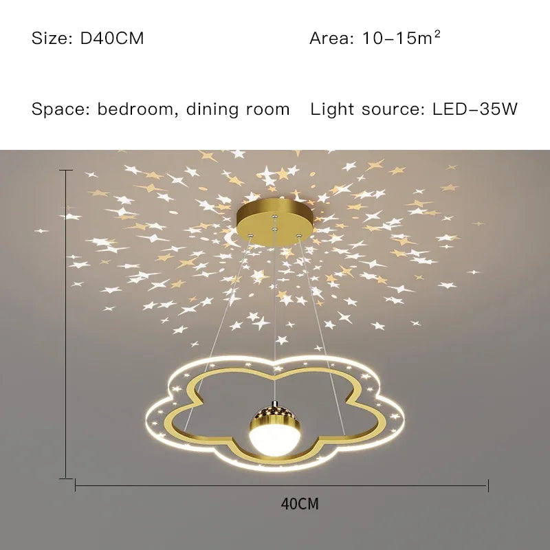 Starry Sky Kids Chandelier Light for Bedroom Study Room Decoration
