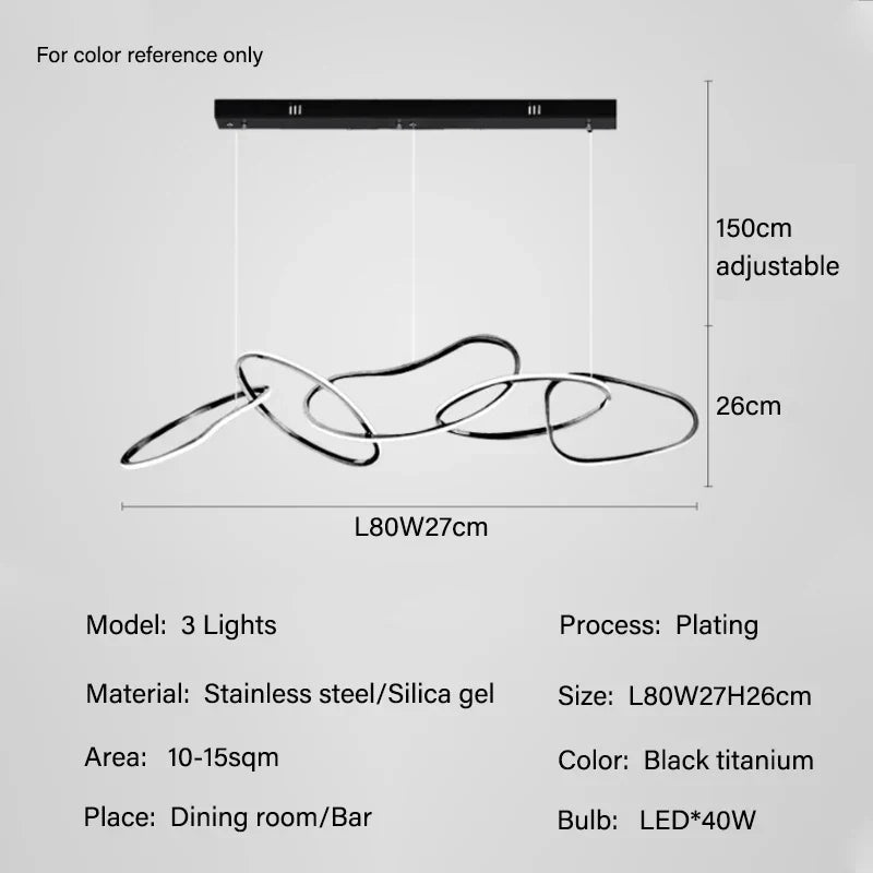 Luxury Steel Pendant Chandelier Dimmable LED Luminarias