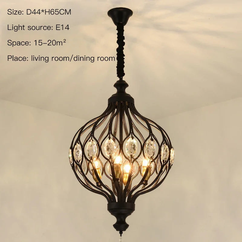 Vintage Lantern Chandelier for Living Room Bedroom Stairwell - Modern Country Style Lighting