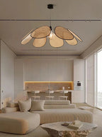 Leaf Grid Handmade Rattan Screen Chandelier for Modern Living Room and Bedroom