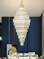 Crystal Large Chandelier for Villa Duplex Loft Stairs, Elegant Hall Pendant Light