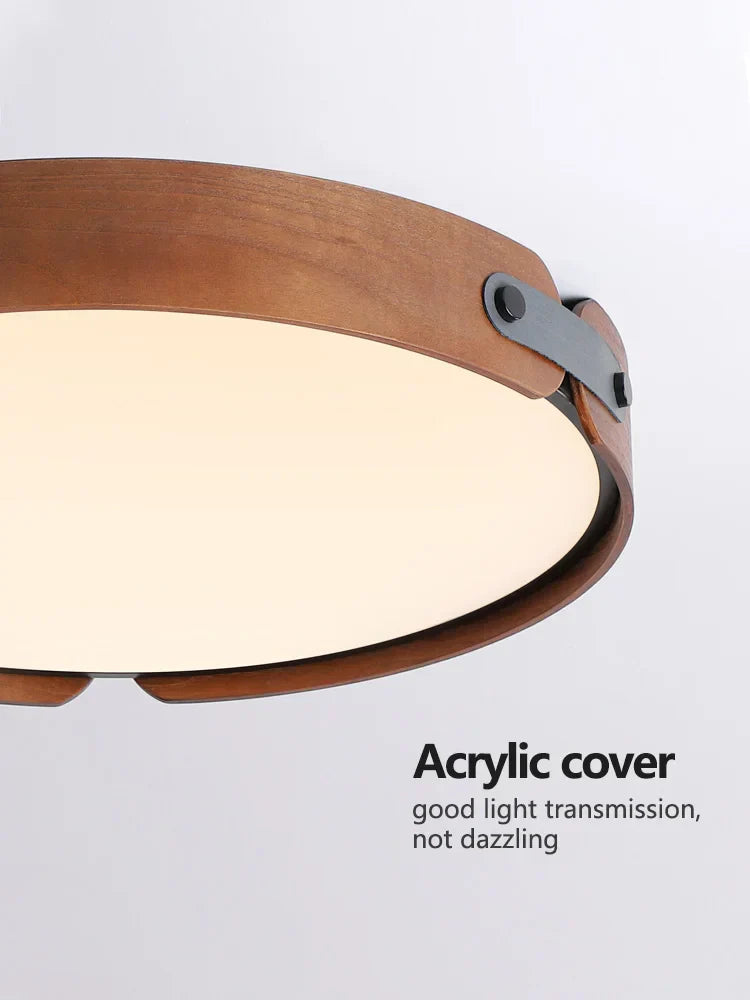 Walnut Round Ceiling Lamp by - Modern Japanese Nordic Bedroom Dining Room Lighting