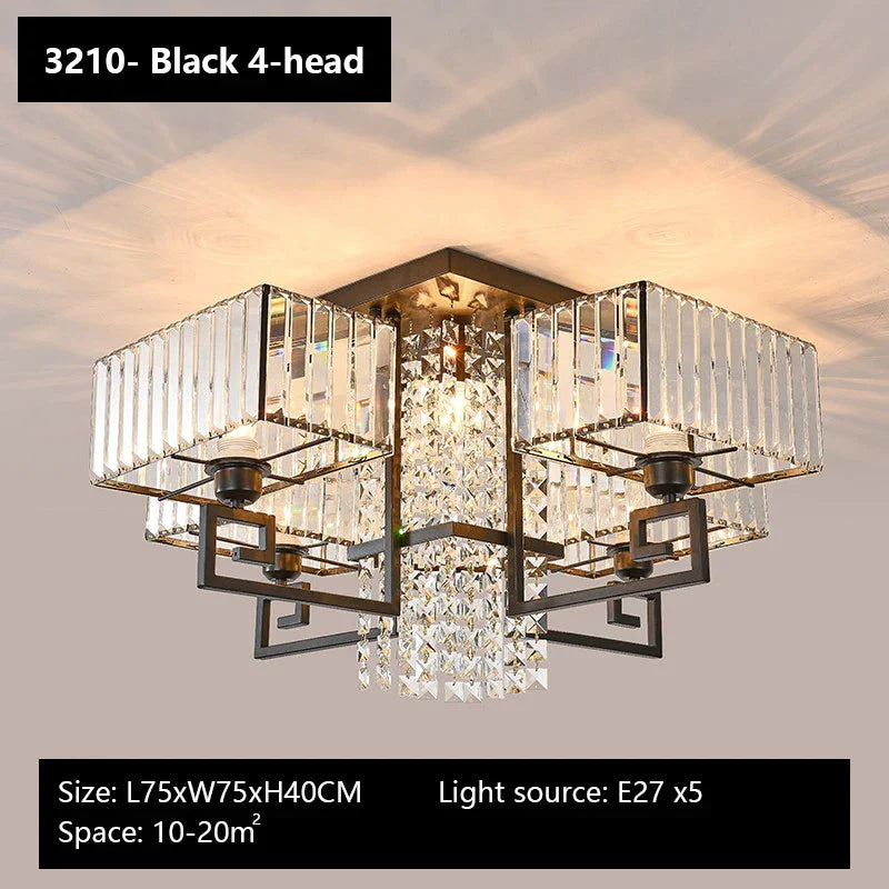 Crystal Rectangular Ceiling Light for Living Room, Bedroom, and Dining Room