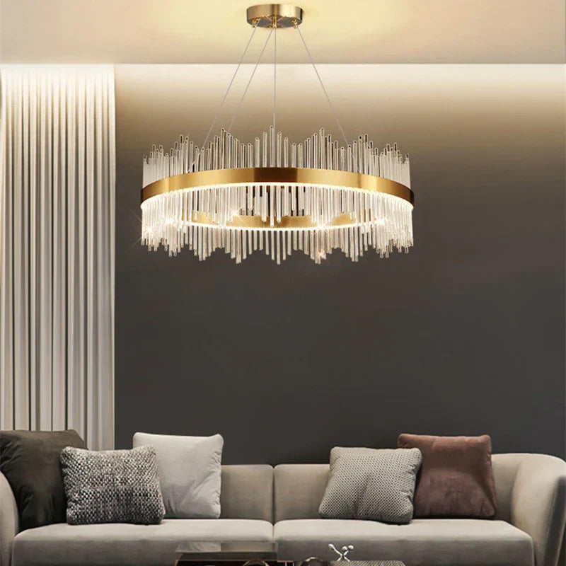 Crystal Pendant Chandelier: Remote Control Dimmable LED Lighting