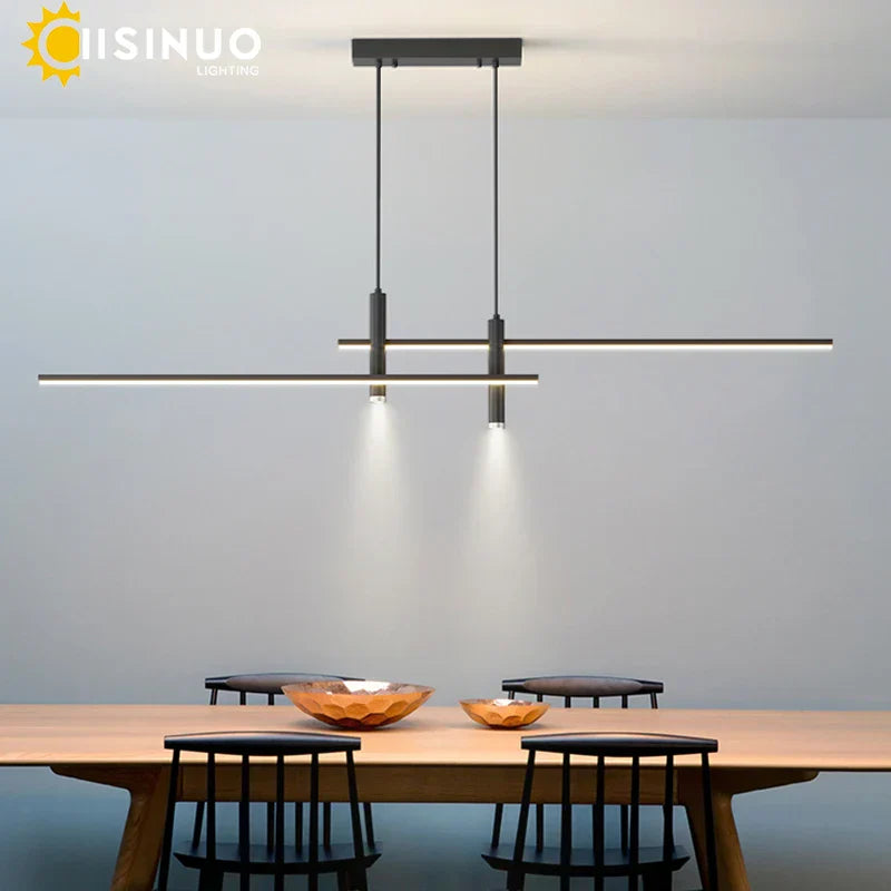Adjustable LED Pendant Light in Black/Gold for Office Dining Living Room