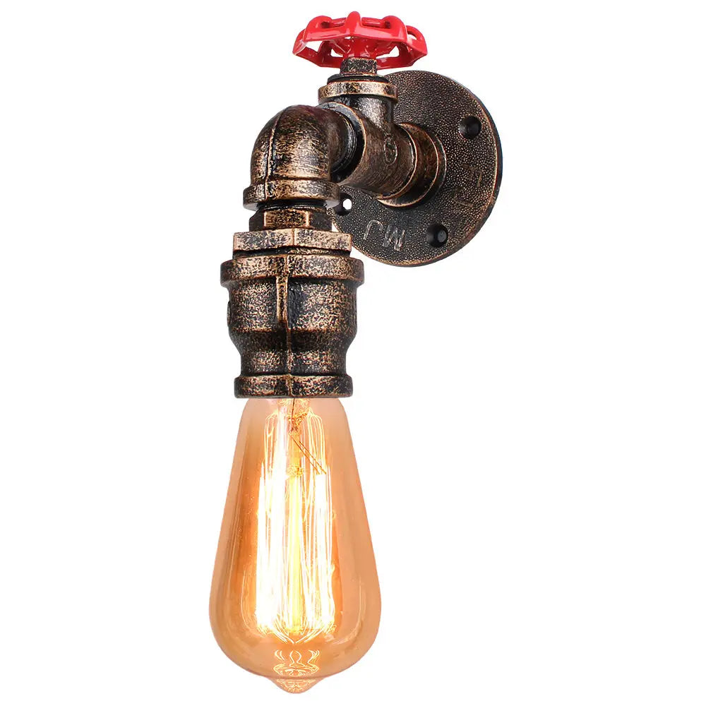 Industrial Iron Rust Water Pipe Wall Light Vintage E27 Sconce Fixture
