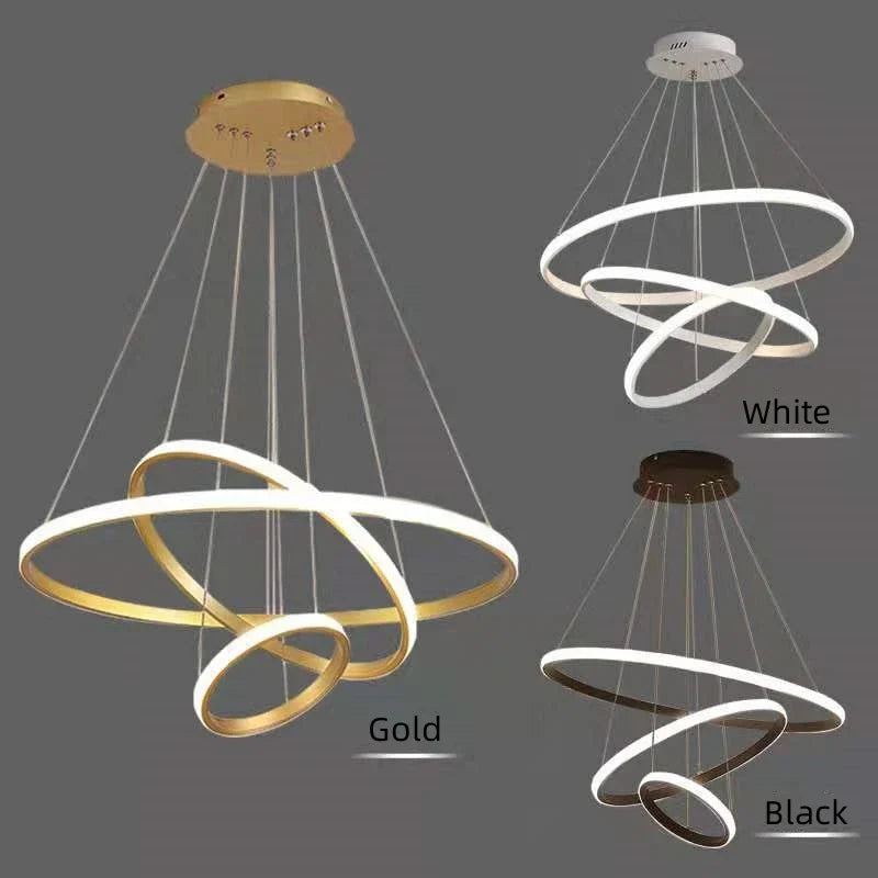 Luminous Circle Pendant Chandelier - Modern LED Lighting Fixture, 4 Colors