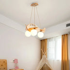 Kids Wood Airplane Chandelier LED Suspension Light for Boy's Bedroom