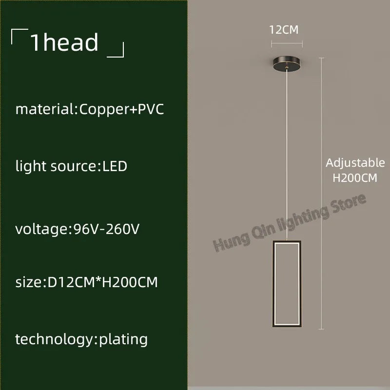 Copper Square Pendant Chandelier with LED Lighting