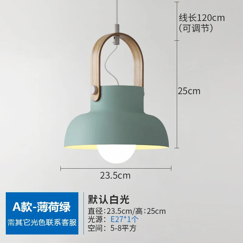 Nordic Wooden Pendant Light E27 Hanging Lamp for Interior Bedroom Kitchen Dining