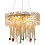 Water Drop Tassel Chandeliers: Luxe Circular LED Lustre Fixture for Home Decor