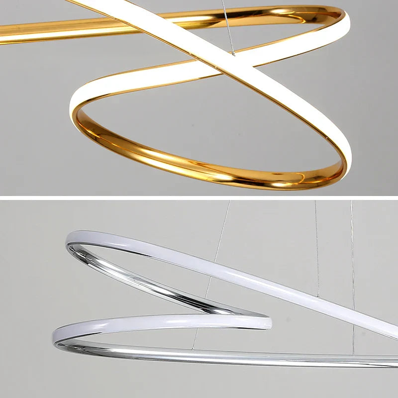 Modern Gold/Chrome LED Chandelier for Dining/Bedroom, Length 800/1000mm