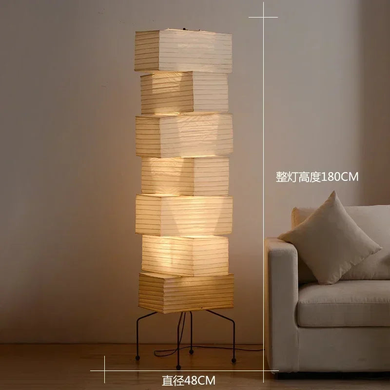 Rice Paper Floor Lamp Tripod Stand Ambient Light Living Room Decor