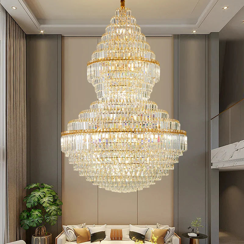 Crystal Hollow Chandelier for Luxury Living Room and Stair Lamps