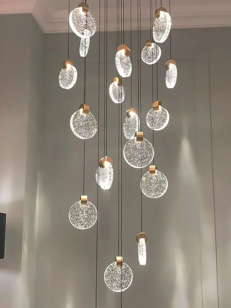 Crystal Chandelier Pendant Light for Luxury Staircase