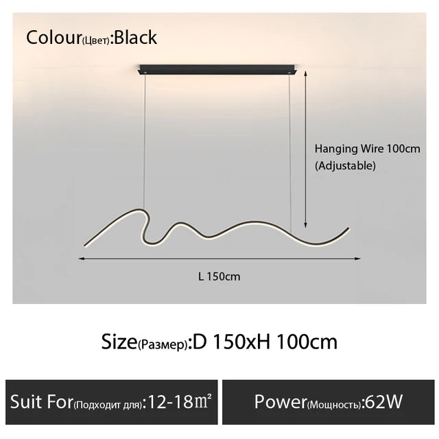 Modern Line Chandelier Pendant Light for Dining Kitchen Bar Décor