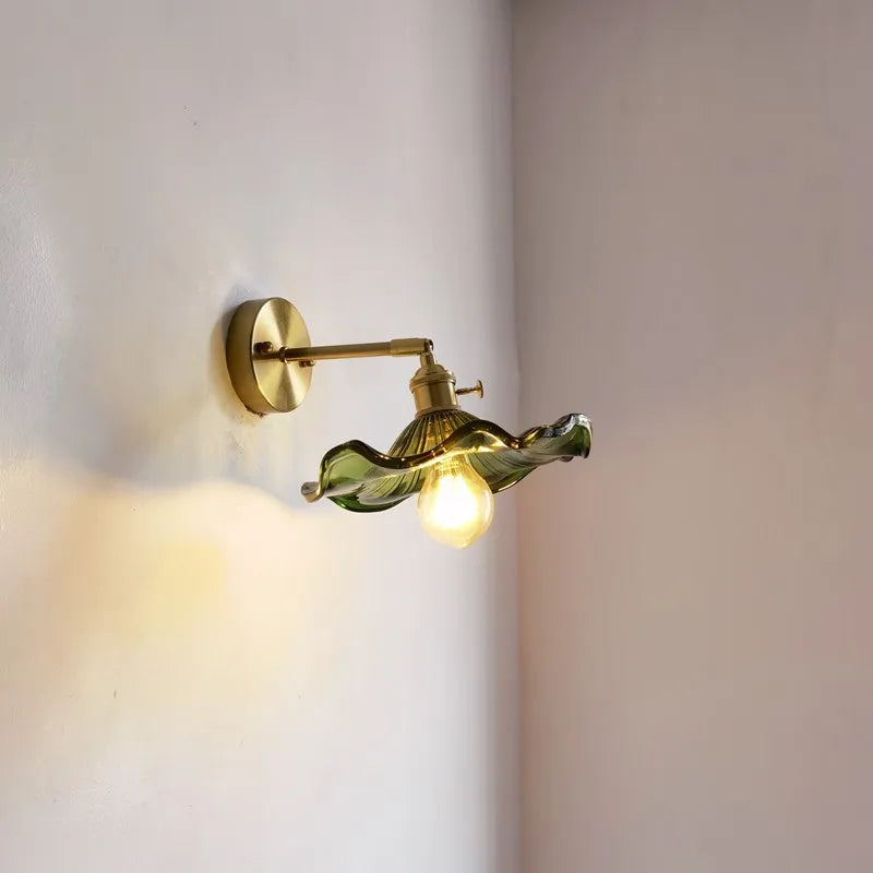 Nordic Glass Wall Lamp Rotatable Brass Bedside Sconce Light Fixture by Afralia™