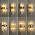 Golden Crystal Wall Lamp: Elegant LED Sconce for Bedroom, Living Room, Bathroom