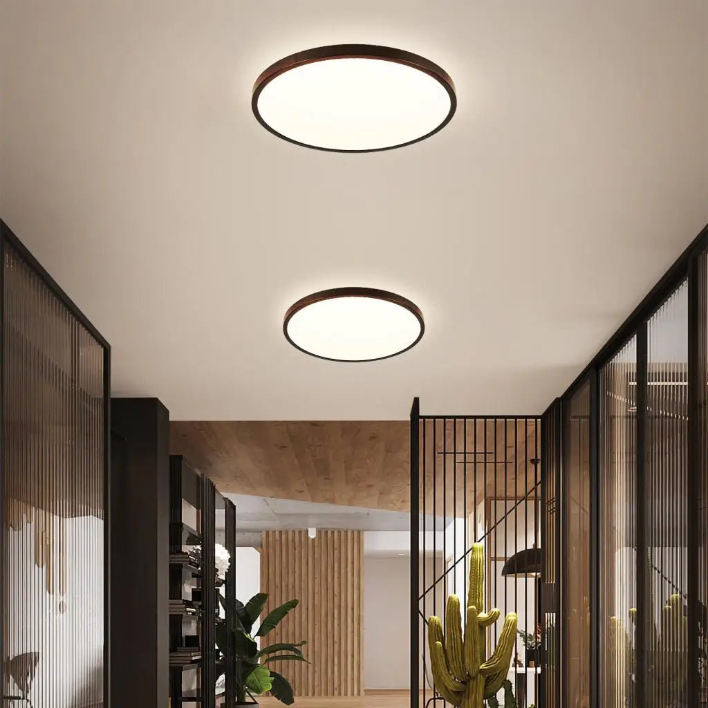 Wood LED Ceiling Lamp: Modern Nordic Round Light Fixture for Living Room & Bedroom