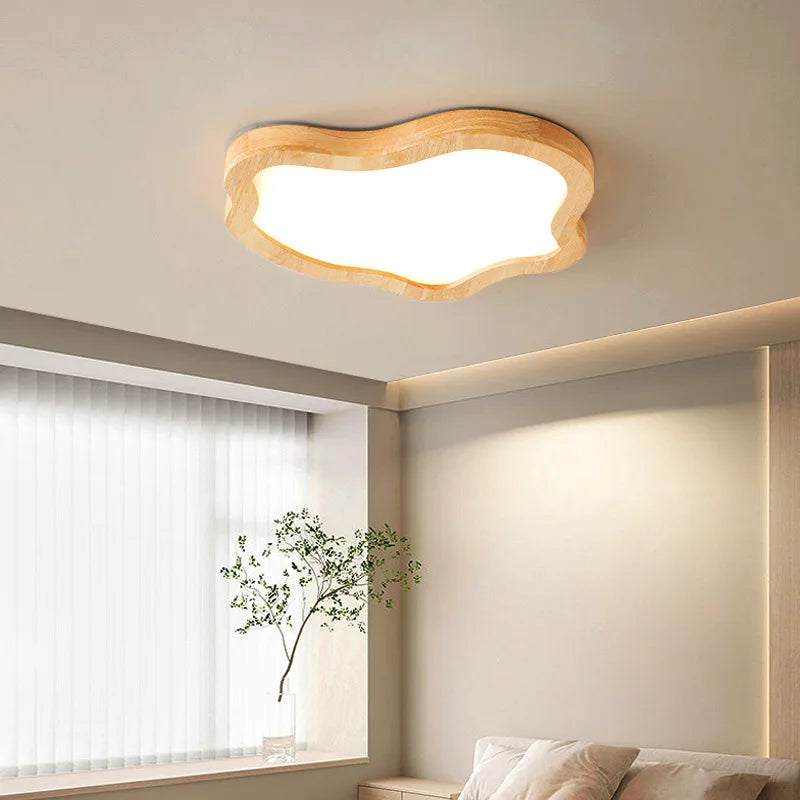 Cloud Shape Wooden LED Ceiling Light for Modern Nordic Home Living Room Surface Fixture