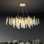 Frosted Aluminum Golden Branch Crystal Chandelier