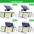 Solar Motion Sensor Wall Lamp 328/348 LED Remote Flood Light IP65 Waterproof