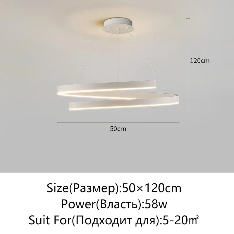 Spiral Aluminum LED Chandelier for Kitchen Dining Bedroom Suspension Luminaire